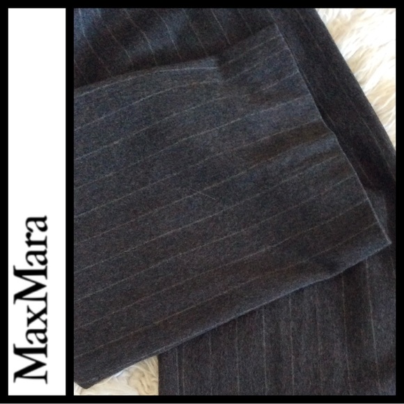MaxMara Virgin Wool Menswear Pinstripe Wide Leg Trousers - Picture 6 of 9